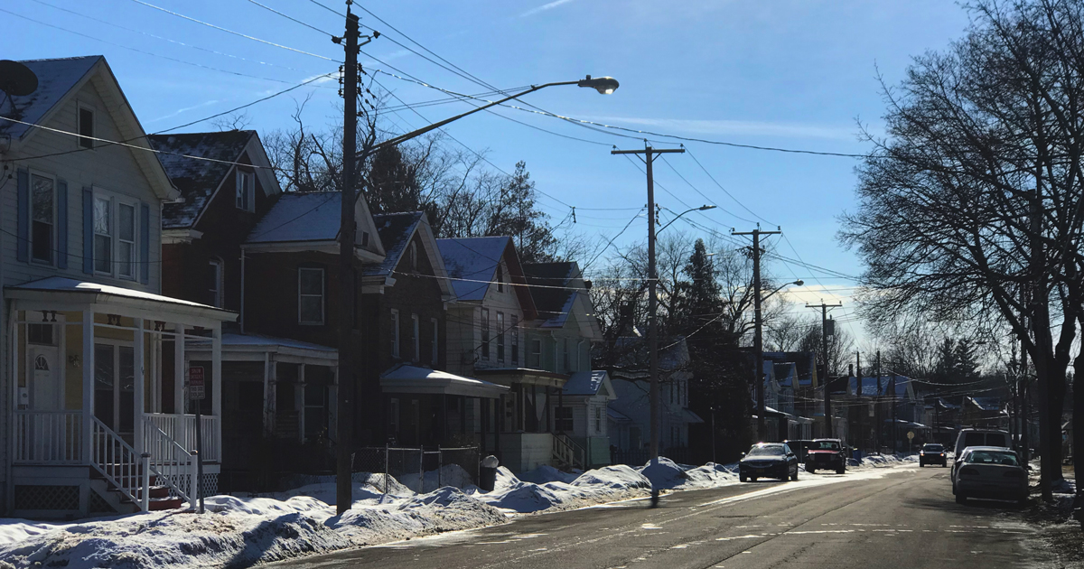 a row of houses in Kingston, NY